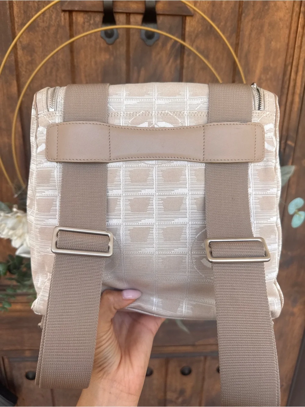 Authentic Vintage Chanel Beige Monogram Nylon Backpack
